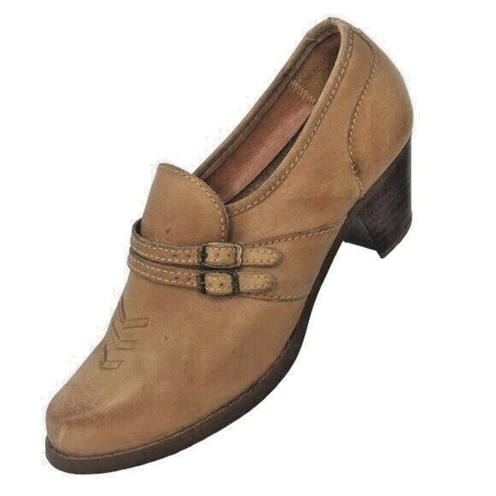 Vintage Nobils Brazillian Leather Heeled Ankle Booties 6.5 B Tan Western Slip On